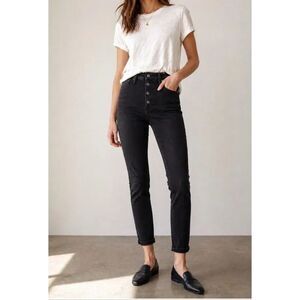 Madewell 9” Mid Rise Skinny 4 Button Fly Black Jeans size 27